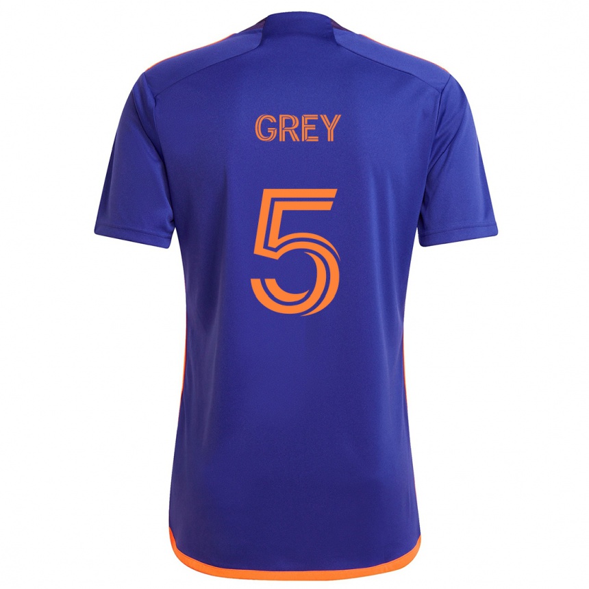 Hombre Fútbol Camiseta Omar Grey #5 Púrpura Naranja 2ª Equipación 2024/25 México