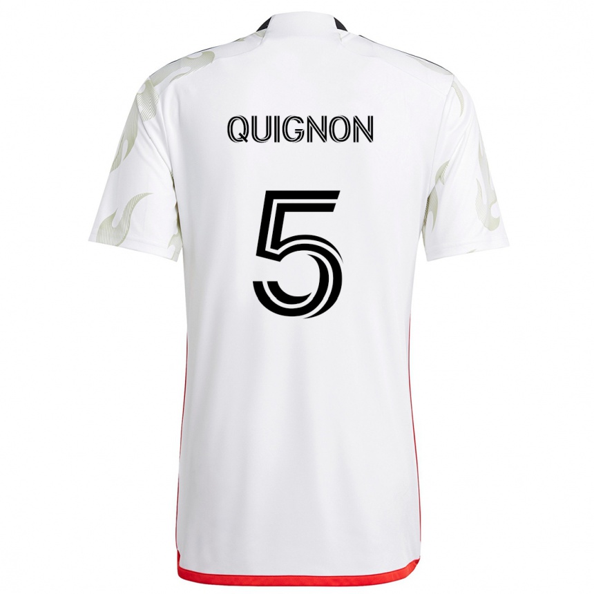 Hombre Fútbol Camiseta Facundo Quignón #5 Blanco Rojo Negro 2ª Equipación 2024/25 México