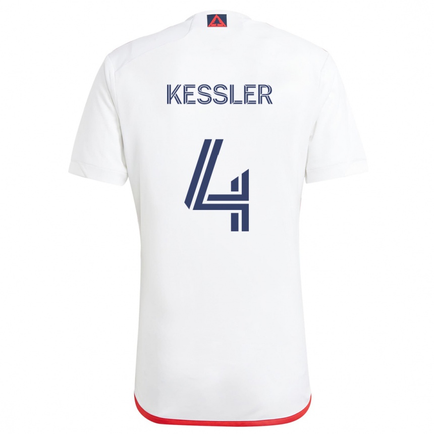 Hombre Fútbol Camiseta Henry Kessler #4 Blanco Rojo 2ª Equipación 2024/25 México