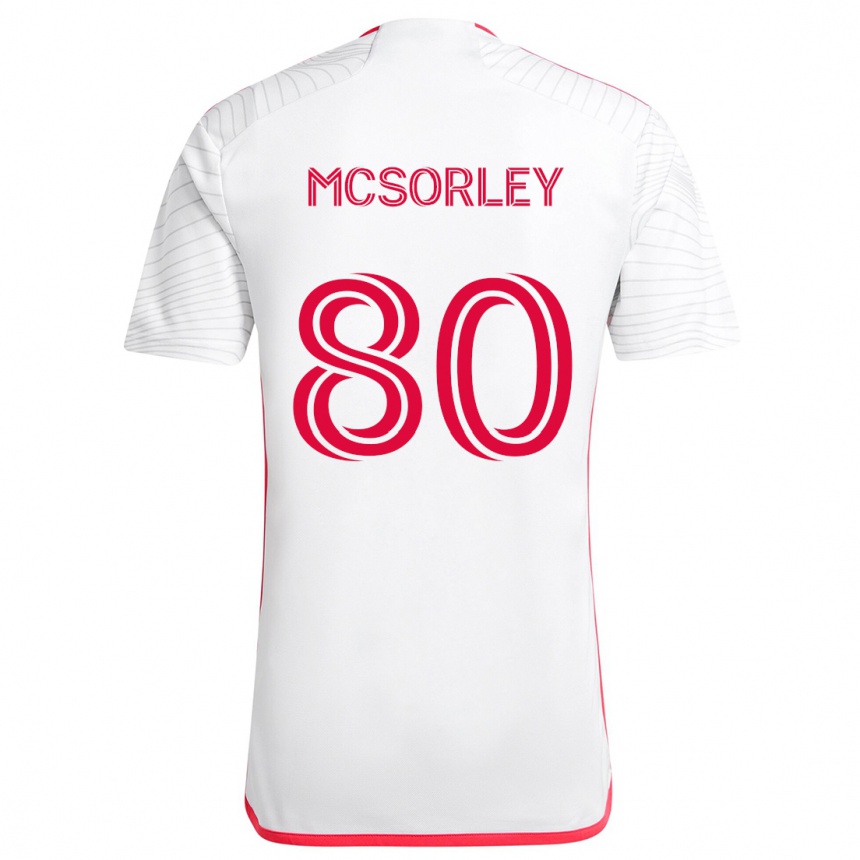 Hombre Fútbol Camiseta Brendan Mcsorley #80 Blanco Rojo 2ª Equipación 2024/25 México