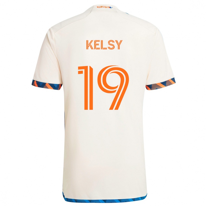 Hombre Fútbol Camiseta Kevin Kelsy #19 Blanco Naranja 2ª Equipación 2024/25 México