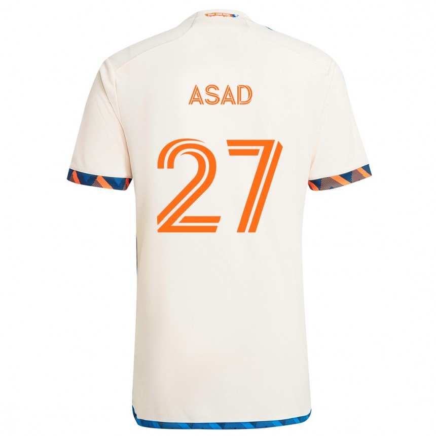 Hombre Fútbol Camiseta Yamil Asad #27 Blanco Naranja 2ª Equipación 2024/25 México