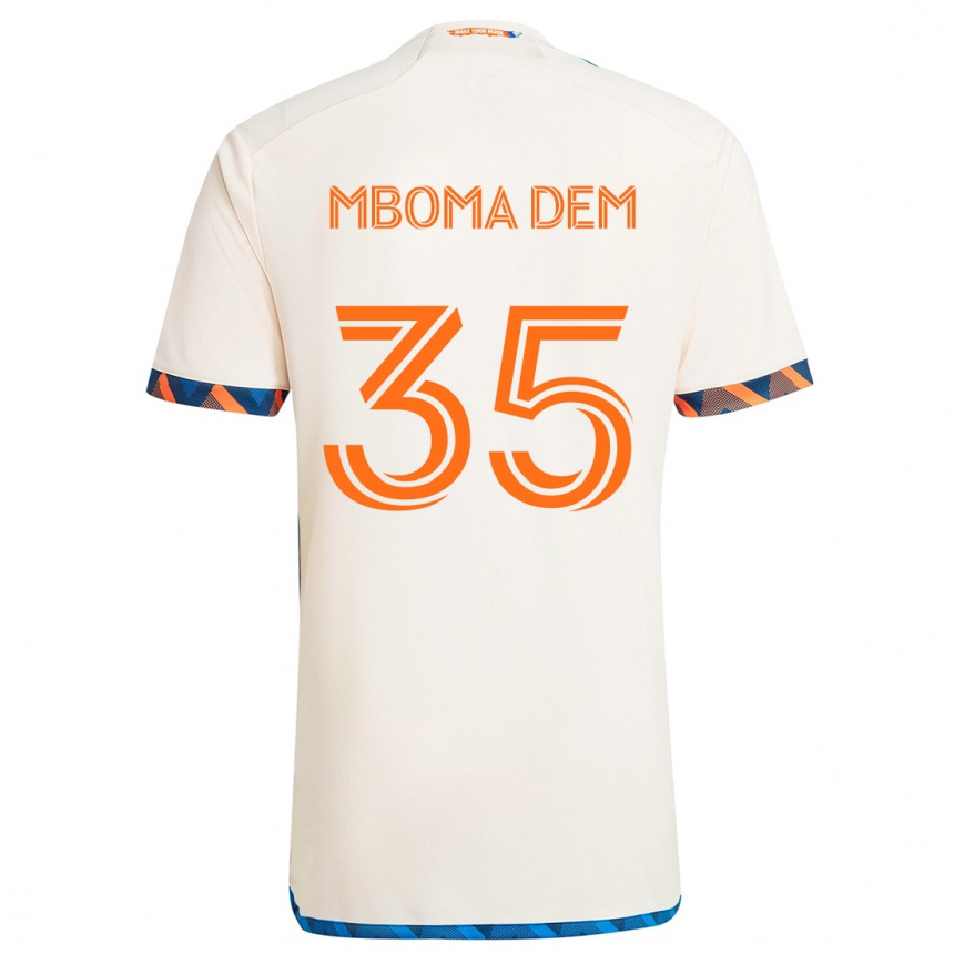 Hombre Fútbol Camiseta Kenji Mboma Dem #35 Blanco Naranja 2ª Equipación 2024/25 México