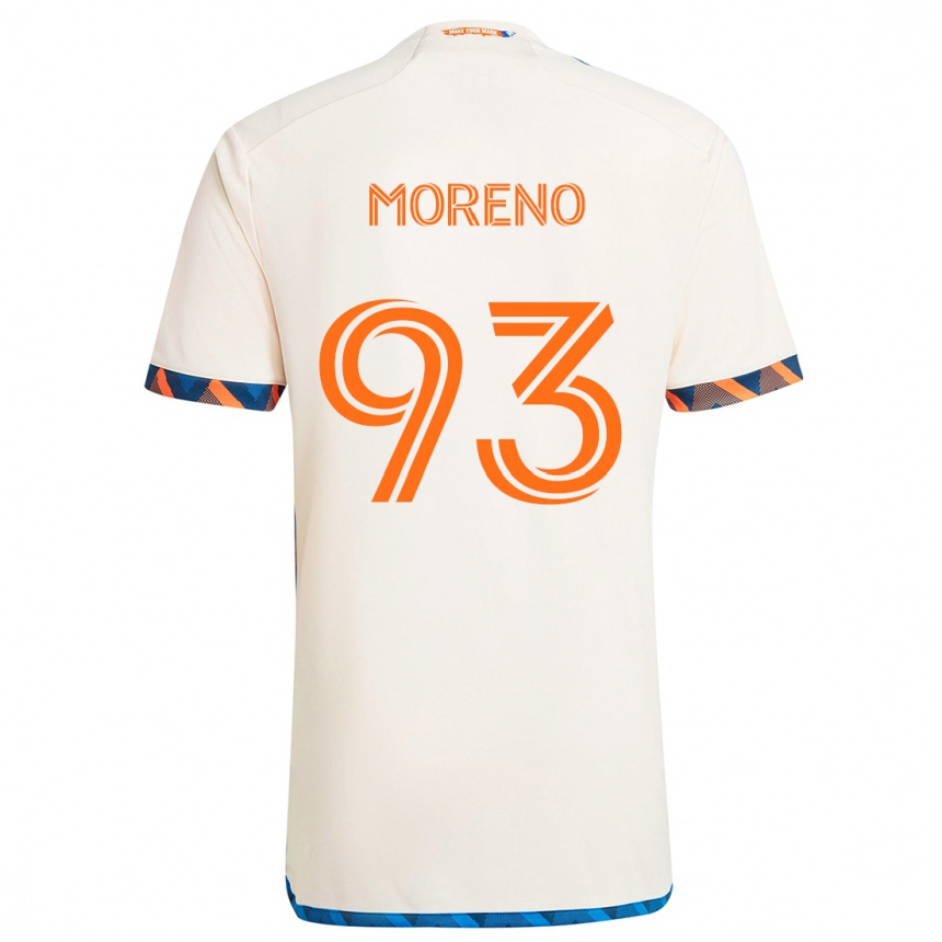 Hombre Fútbol Camiseta Júnior Moreno #93 Blanco Naranja 2ª Equipación 2024/25 México