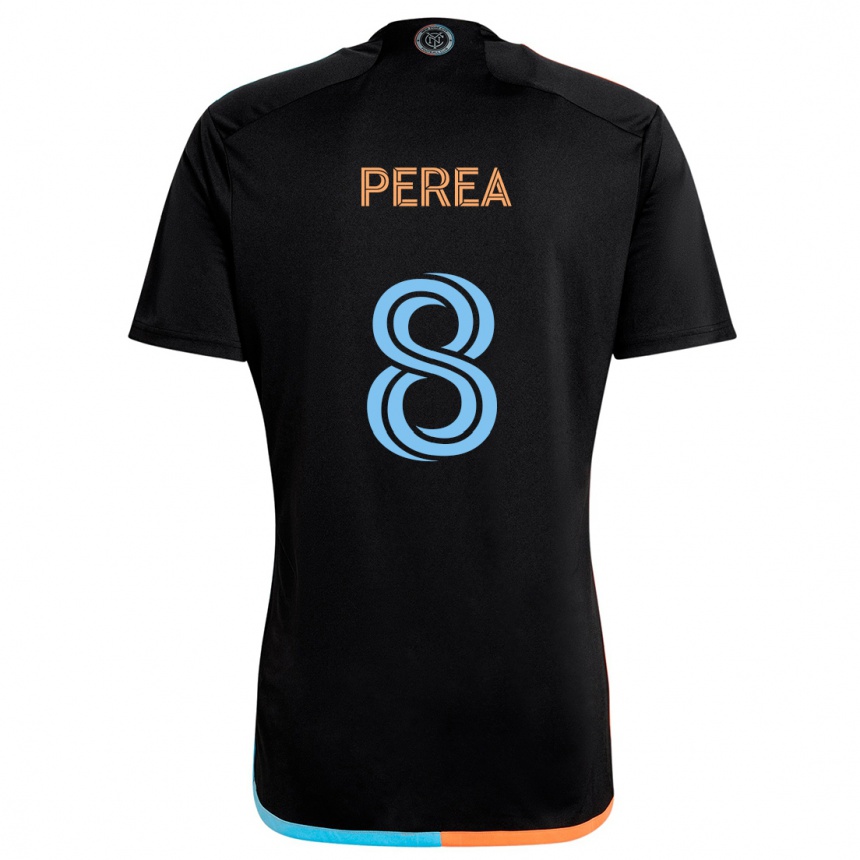 Hombre Fútbol Camiseta Andrés Perea #8 Negro Naranja Azul 2ª Equipación 2024/25 México