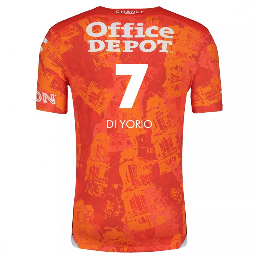 Hombre Fútbol Camiseta Lucas Di Yorio #7 Naranja Blanco 2ª Equipación 2024/25 México