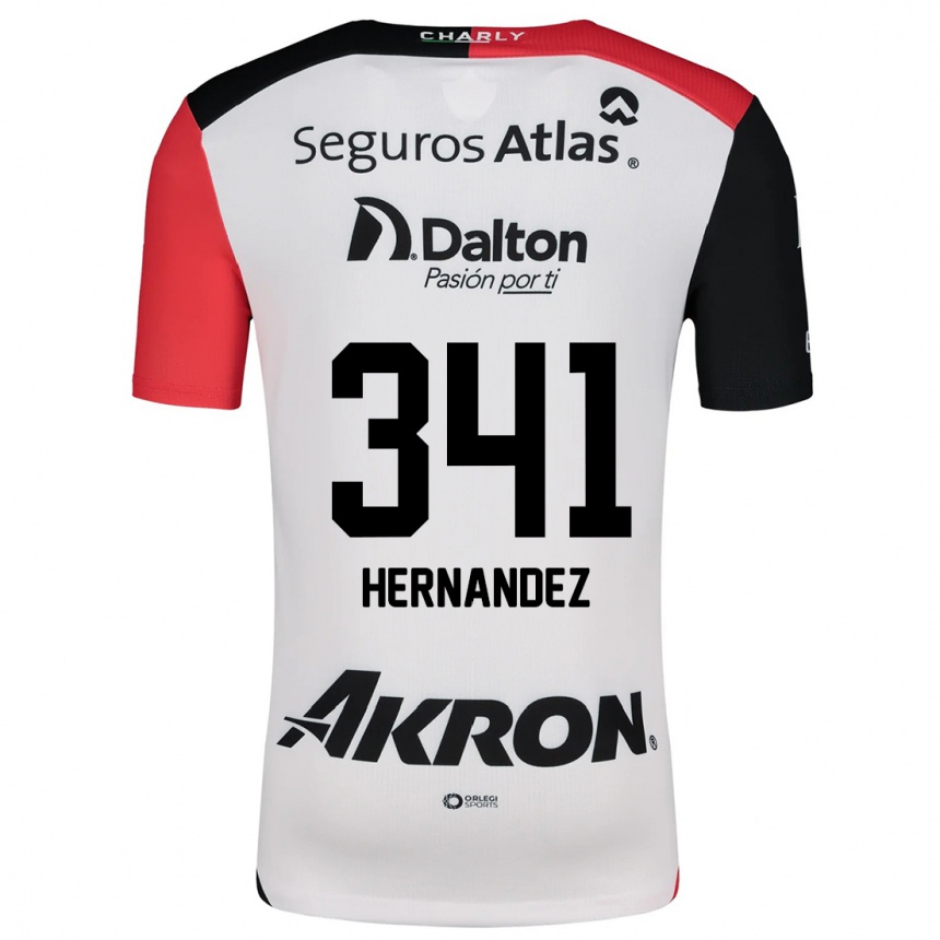 Hombre Fútbol Camiseta Leonardo Hernández #341 Blanco Rojo Negro 2ª Equipación 2024/25 México