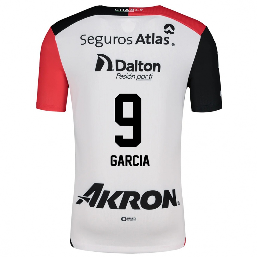 Hombre Fútbol Camiseta Marcia García #9 Blanco Rojo Negro 2ª Equipación 2024/25 México