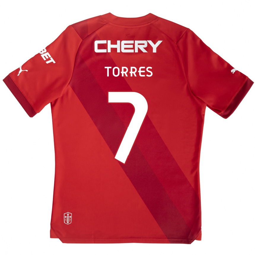 Hombre Fútbol Camiseta Joaquín Torres #7 Rojo Blanco 2ª Equipación 2024/25 México