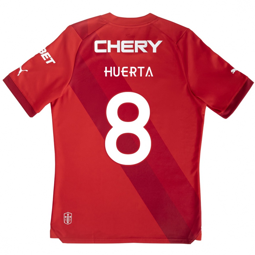 Hombre Fútbol Camiseta Valber Huerta #8 Rojo Blanco 2ª Equipación 2024/25 México