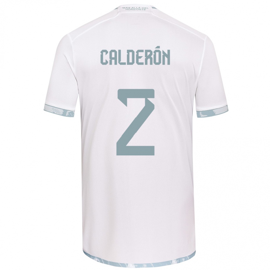 Hombre Fútbol Camiseta Franco Calderón #2 Gris Blanco 2ª Equipación 2024/25 México