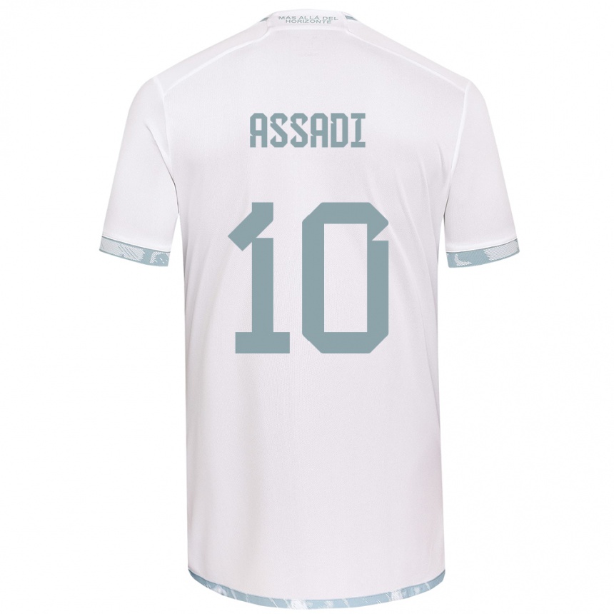 Hombre Fútbol Camiseta Lucas Assadi #10 Gris Blanco 2ª Equipación 2024/25 México