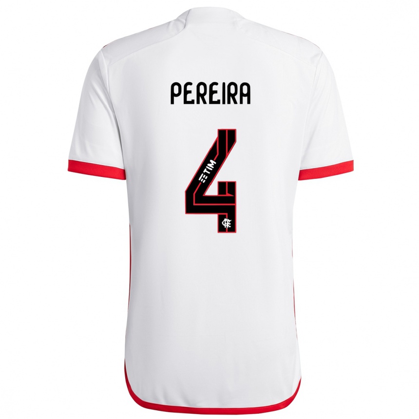 Hombre Fútbol Camiseta Léo Pereira #4 Blanco Rojo 2ª Equipación 2024/25 México