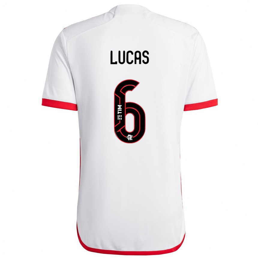 Hombre Fútbol Camiseta Ayrton Lucas #6 Blanco Rojo 2ª Equipación 2024/25 México