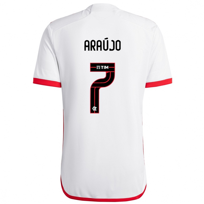 Hombre Fútbol Camiseta Luiz Araújo #7 Blanco Rojo 2ª Equipación 2024/25 México