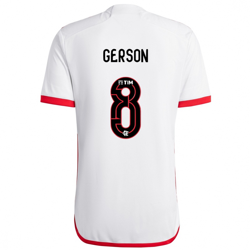 Hombre Fútbol Camiseta Gerson #8 Blanco Rojo 2ª Equipación 2024/25 México