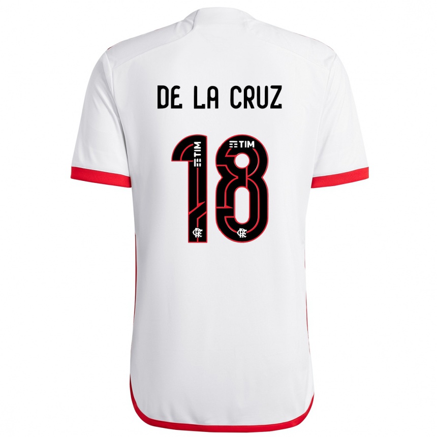 Hombre Fútbol Camiseta Nicolás De La Cruz #18 Blanco Rojo 2ª Equipación 2024/25 México