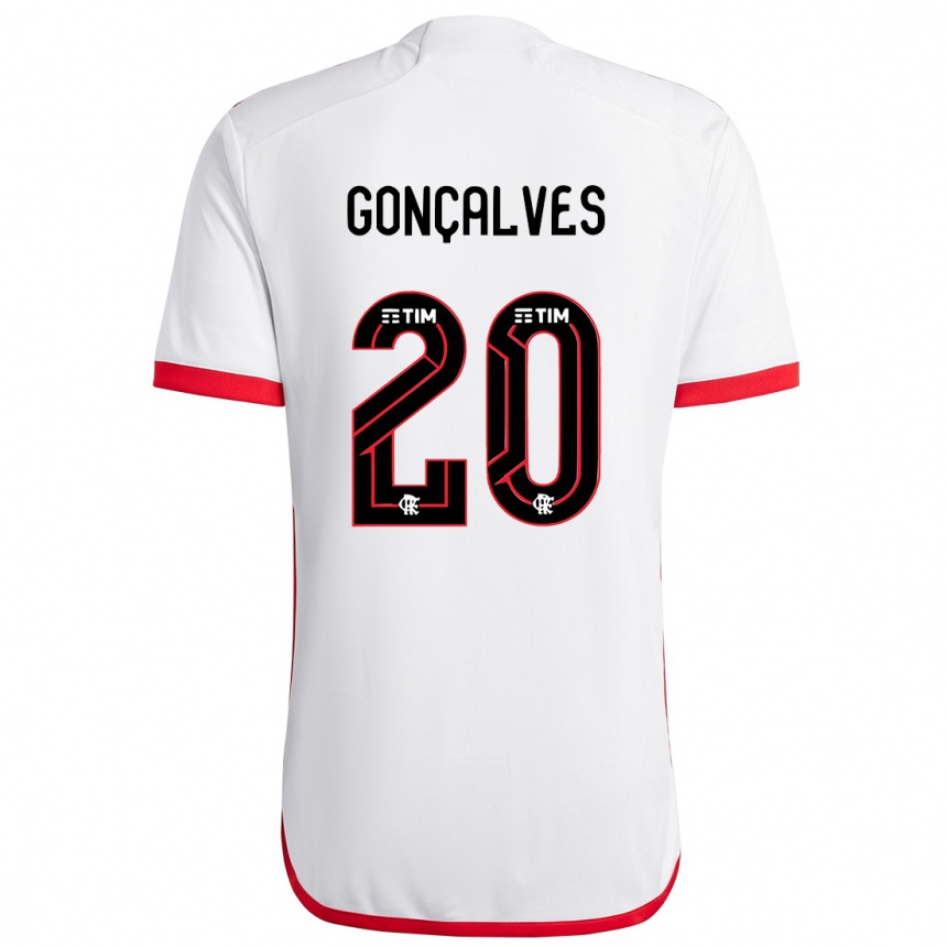 Hombre Fútbol Camiseta Matheus Gonçalves #20 Blanco Rojo 2ª Equipación 2024/25 México