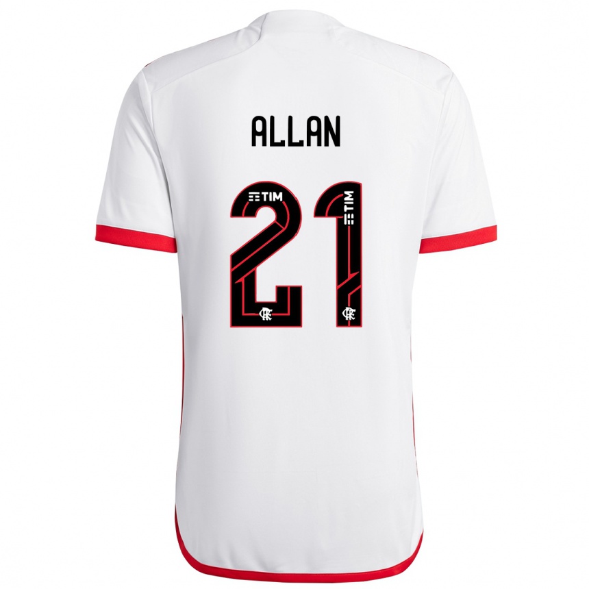 Hombre Fútbol Camiseta Allan #21 Blanco Rojo 2ª Equipación 2024/25 México