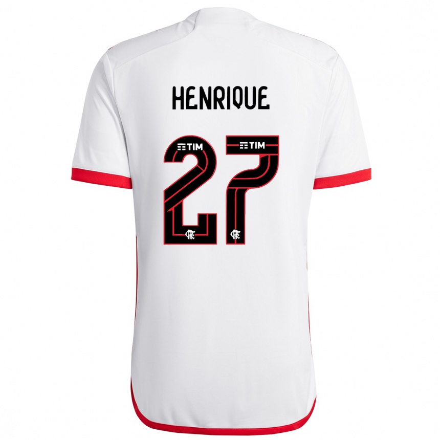 Hombre Fútbol Camiseta Bruno Henrique #27 Blanco Rojo 2ª Equipación 2024/25 México