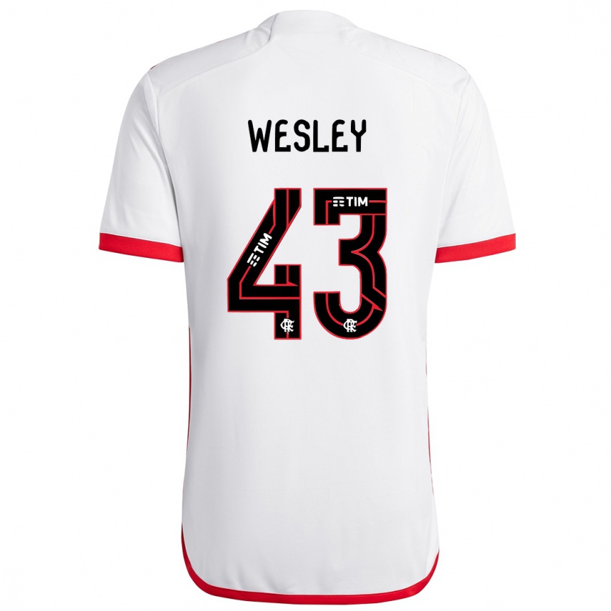 Hombre Fútbol Camiseta Wesley #43 Blanco Rojo 2ª Equipación 2024/25 México