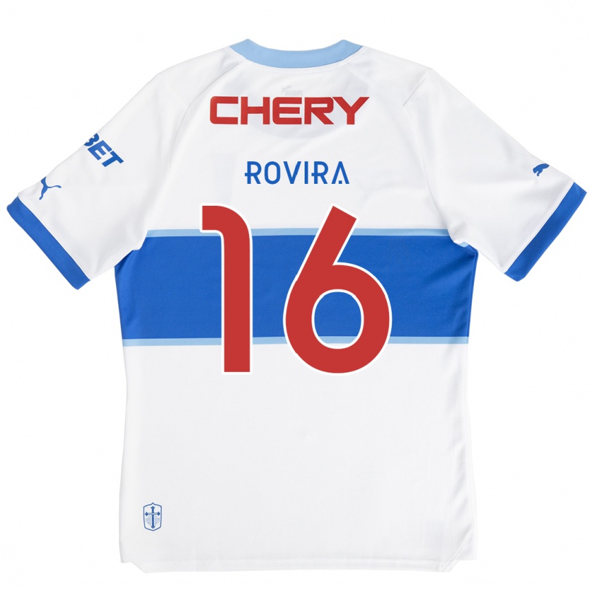 Mujer Fútbol Camiseta Brayan Rovira #16 Blanco Azul 1ª Equipación 2024/25 México