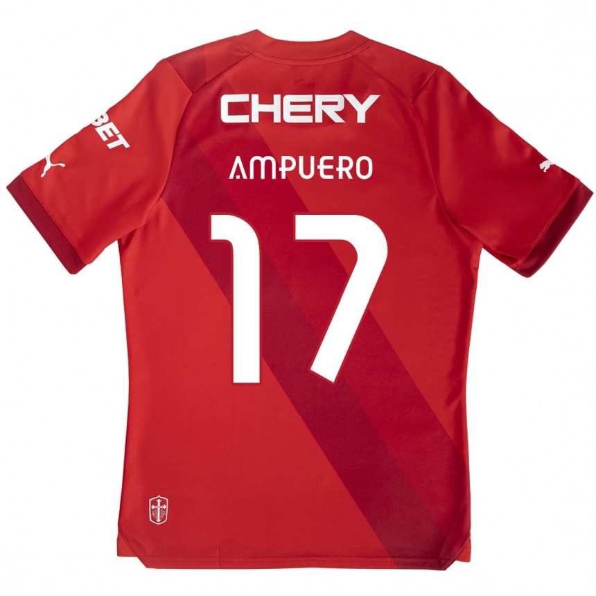 Mujer Fútbol Camiseta Branco Ampuero #17 Rojo Blanco 2ª Equipación 2024/25 México