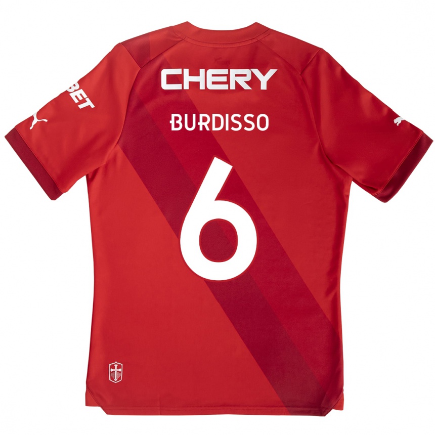 Mujer Fútbol Camiseta Guillermo Burdisso #6 Rojo Blanco 2ª Equipación 2024/25 México