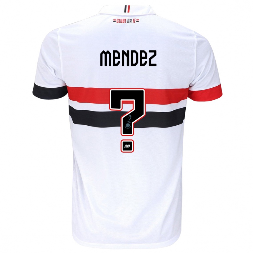 Niño Fútbol Camiseta Jhegson Méndez #0 Blanco Rojo Negro 1ª Equipación 2024/25 México