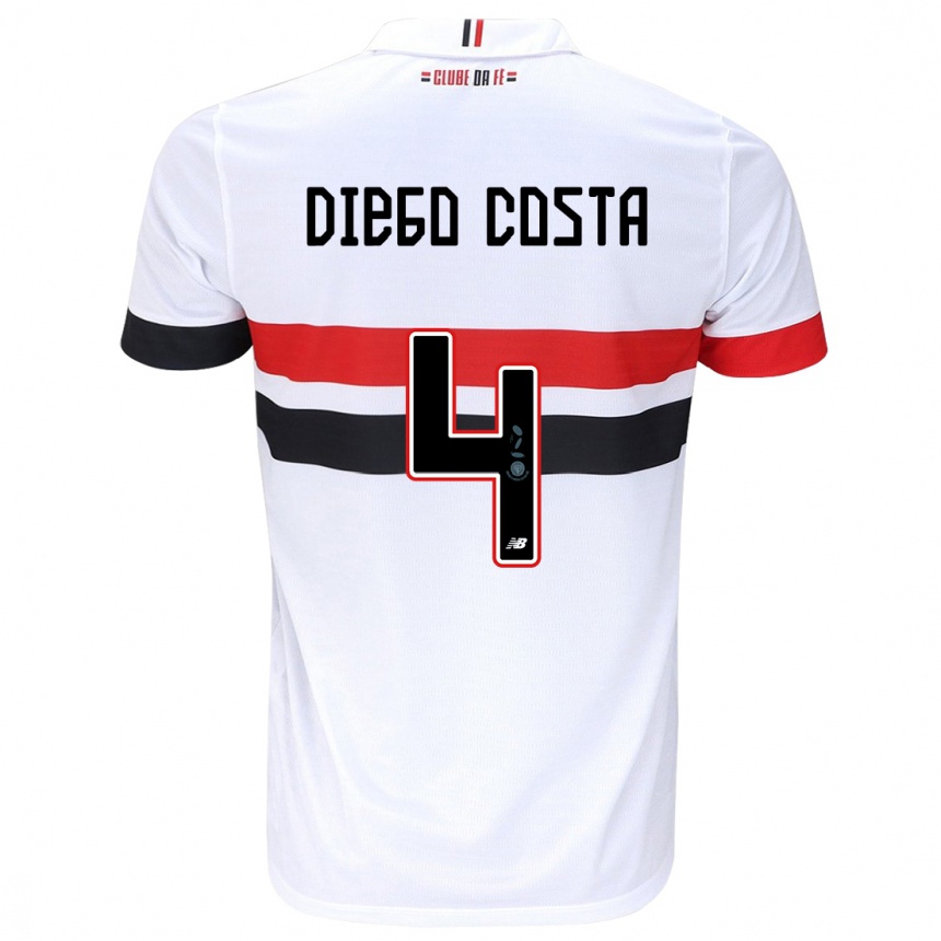 Niño Fútbol Camiseta Diego Costa #4 Blanco Rojo Negro 1ª Equipación 2024/25 México