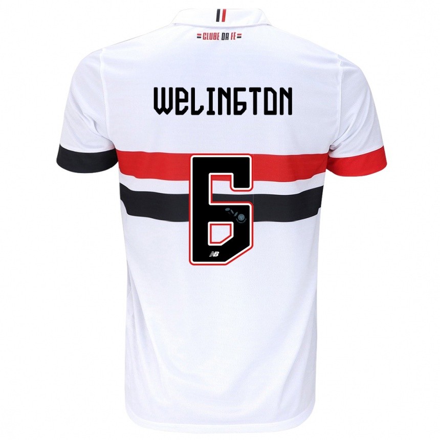 Niño Fútbol Camiseta Welington #6 Blanco Rojo Negro 1ª Equipación 2024/25 México