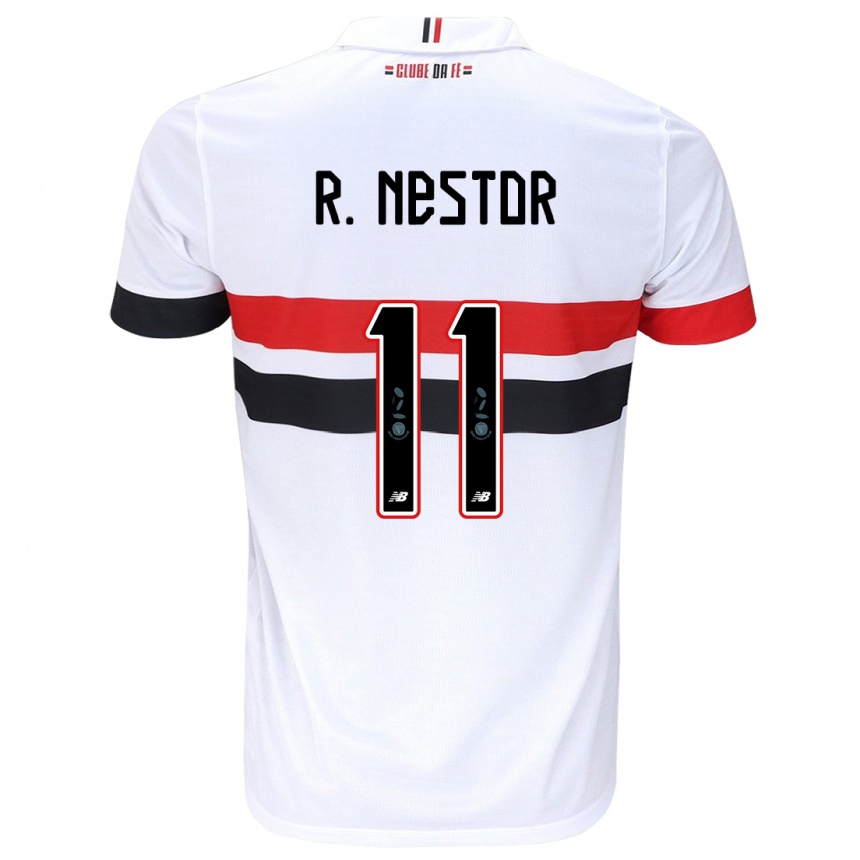 Niño Fútbol Camiseta Rodrigo Nestor #11 Blanco Rojo Negro 1ª Equipación 2024/25 México