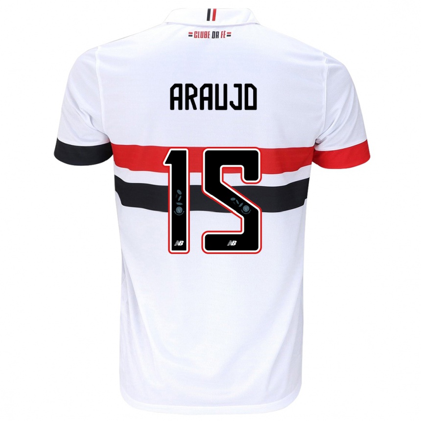 Niño Fútbol Camiseta Michel Araújo #15 Blanco Rojo Negro 1ª Equipación 2024/25 México