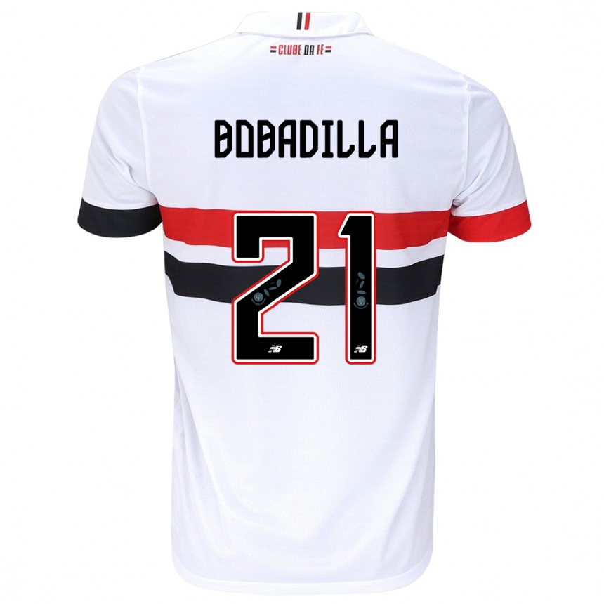 Niño Fútbol Camiseta Damián Bobadilla #21 Blanco Rojo Negro 1ª Equipación 2024/25 México