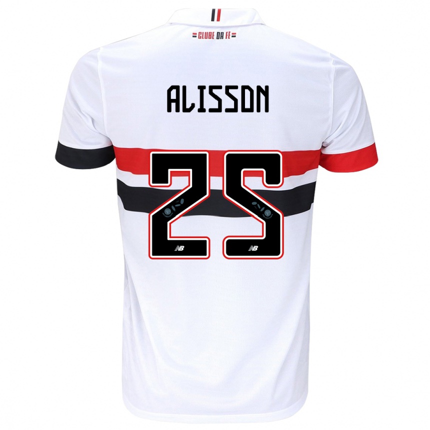 Niño Fútbol Camiseta Alisson #25 Blanco Rojo Negro 1ª Equipación 2024/25 México