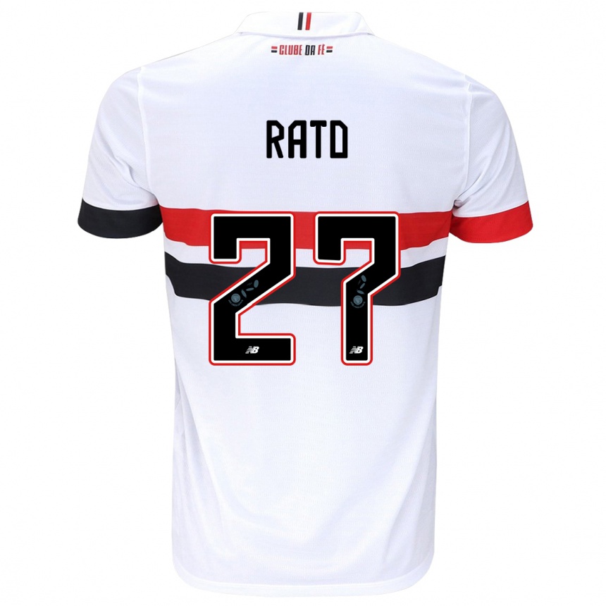 Niño Fútbol Camiseta Wellington Rato #27 Blanco Rojo Negro 1ª Equipación 2024/25 México