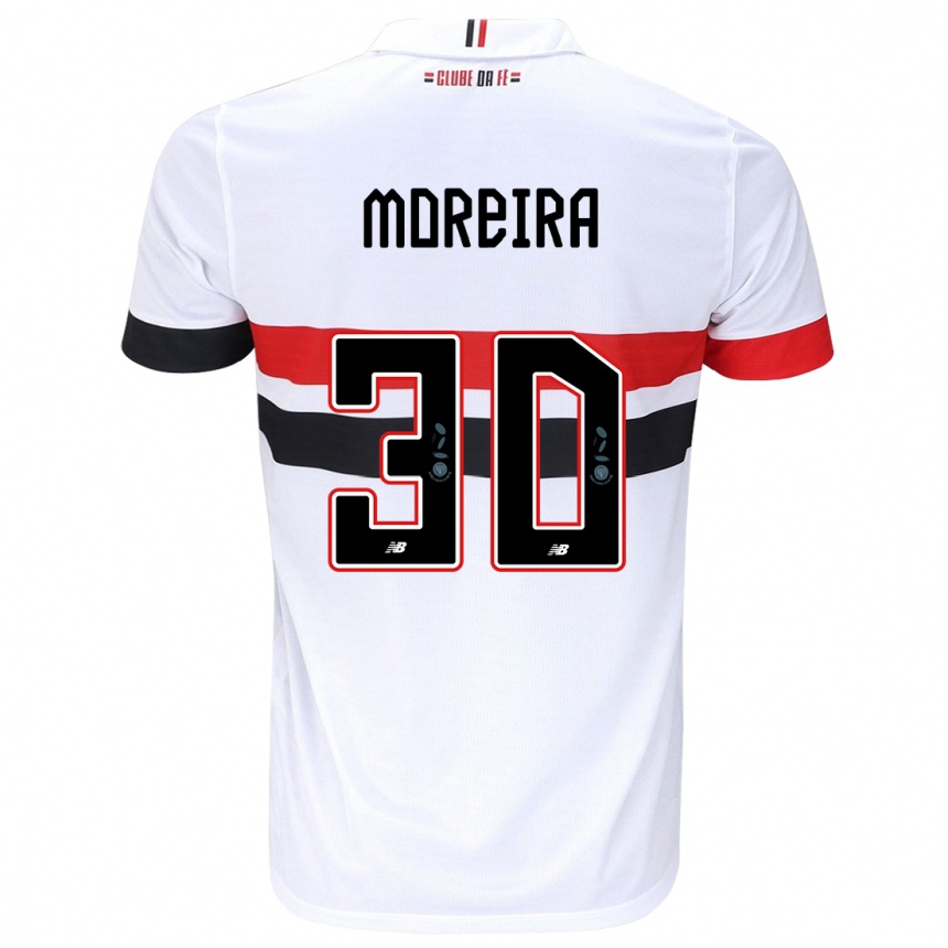 Niño Fútbol Camiseta João Moreira #30 Blanco Rojo Negro 1ª Equipación 2024/25 México