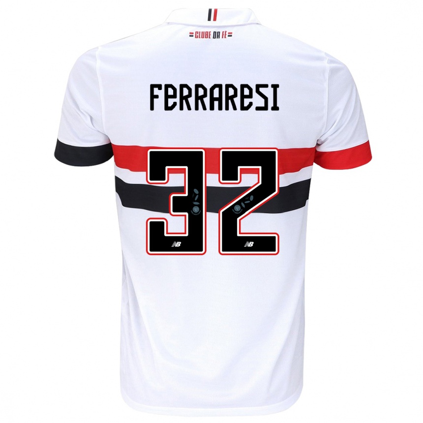 Niño Fútbol Camiseta Nahuel Ferraresi #32 Blanco Rojo Negro 1ª Equipación 2024/25 México