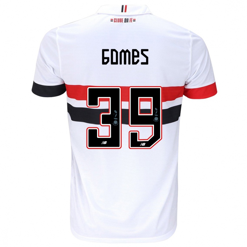 Niño Fútbol Camiseta William Gomes #39 Blanco Rojo Negro 1ª Equipación 2024/25 México