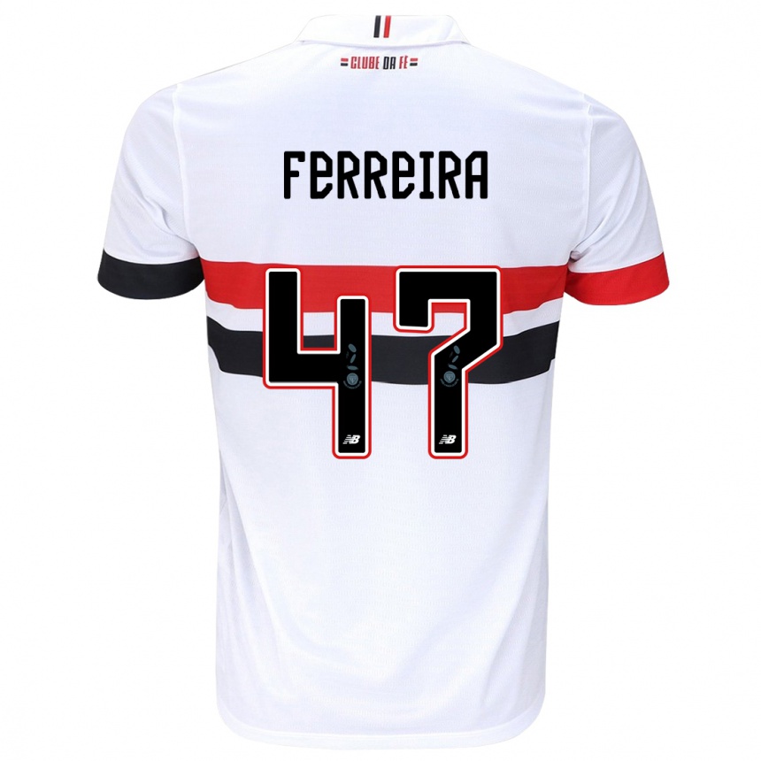 Niño Fútbol Camiseta Ferreira #47 Blanco Rojo Negro 1ª Equipación 2024/25 México