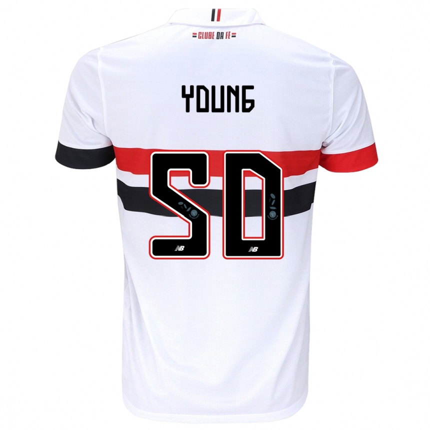 Niño Fútbol Camiseta Young #50 Blanco Rojo Negro 1ª Equipación 2024/25 México