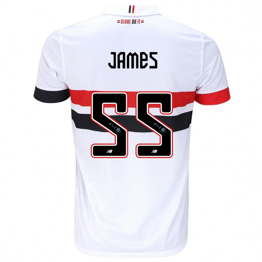 Niño Fútbol Camiseta James Rodríguez #55 Blanco Rojo Negro 1ª Equipación 2024/25 México