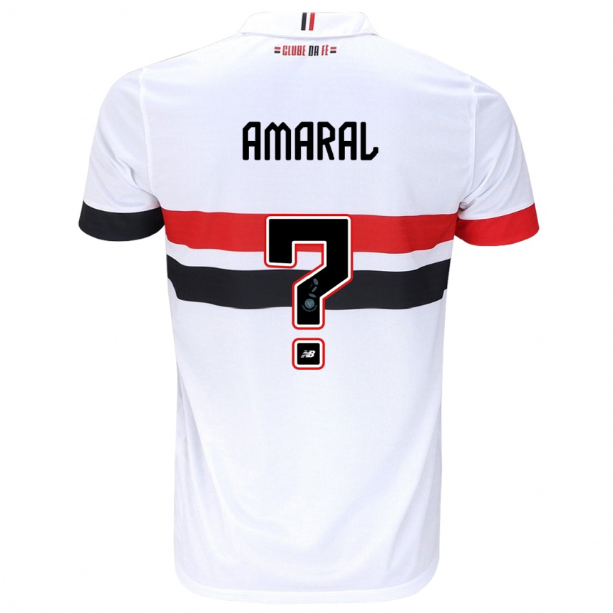 Niño Fútbol Camiseta Mateus Amaral #0 Blanco Rojo Negro 1ª Equipación 2024/25 México