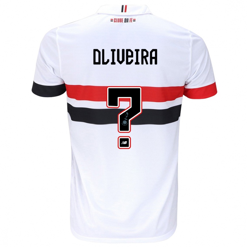 Niño Fútbol Camiseta Felipe Oliveira #0 Blanco Rojo Negro 1ª Equipación 2024/25 México