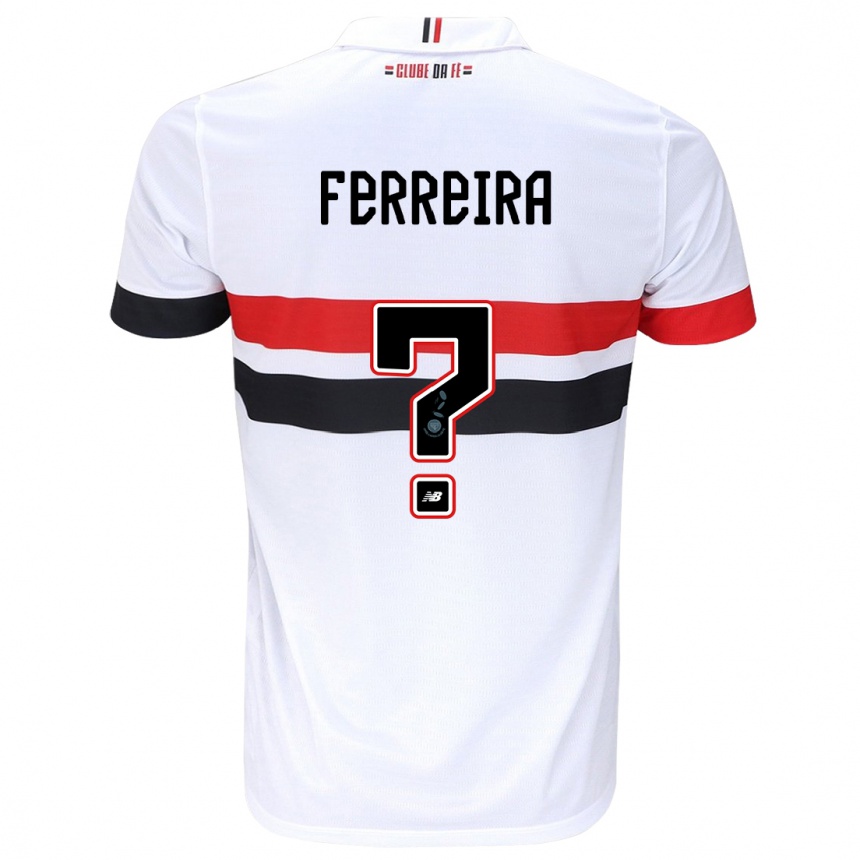 Niño Fútbol Camiseta Lucas Ferreira #0 Blanco Rojo Negro 1ª Equipación 2024/25 México