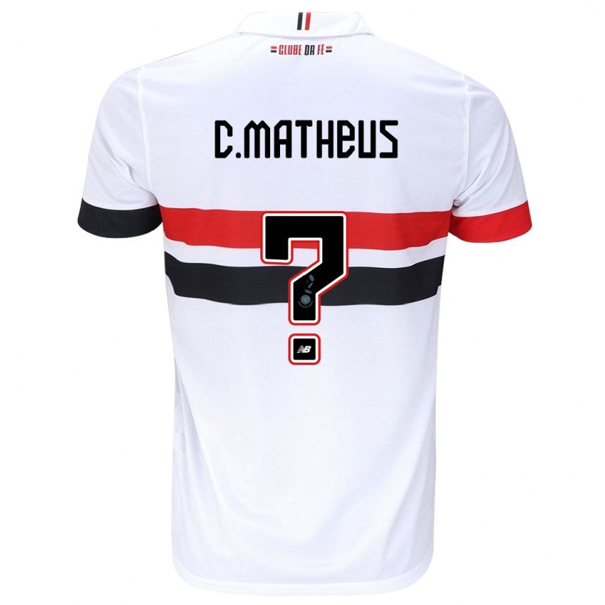 Niño Fútbol Camiseta Caio Matheus #0 Blanco Rojo Negro 1ª Equipación 2024/25 México