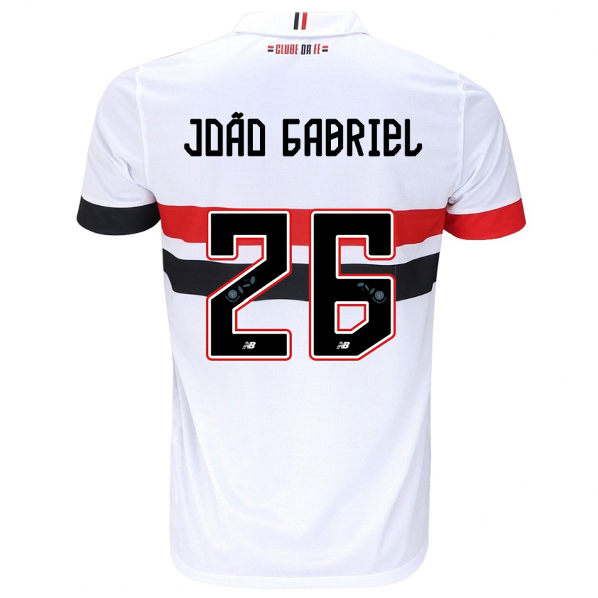 Niño Fútbol Camiseta João Gabriel #26 Blanco Rojo Negro 1ª Equipación 2024/25 México