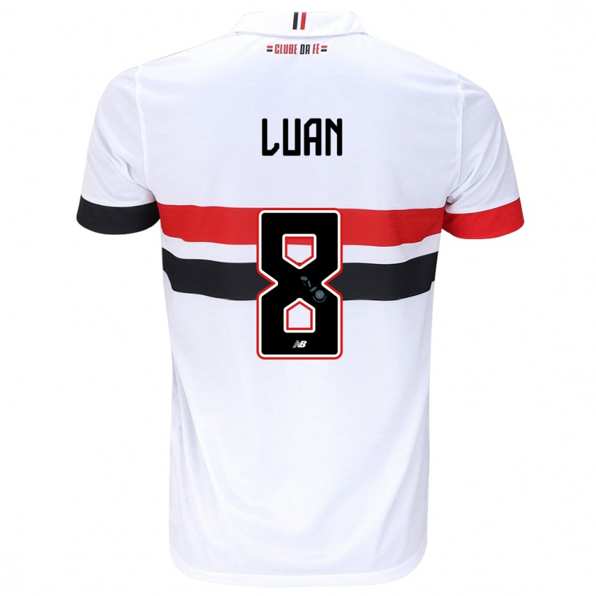 Niño Fútbol Camiseta Luan #8 Blanco Rojo Negro 1ª Equipación 2024/25 México