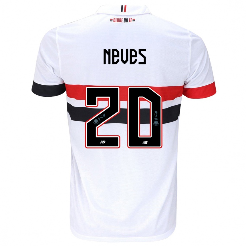 Niño Fútbol Camiseta Gabriel Neves #20 Blanco Rojo Negro 1ª Equipación 2024/25 México