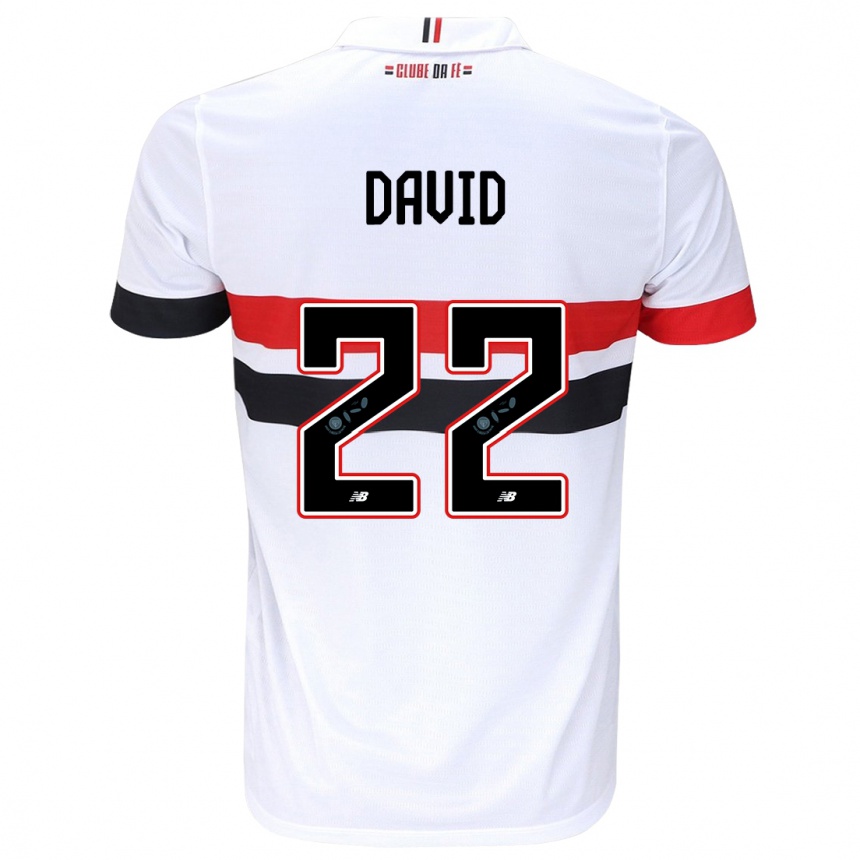 Niño Fútbol Camiseta David #22 Blanco Rojo Negro 1ª Equipación 2024/25 México